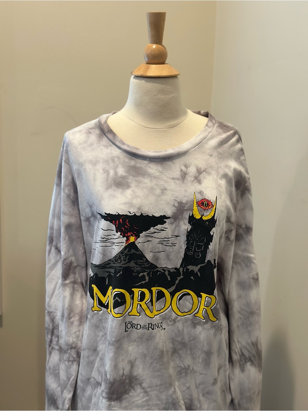 Lord of the Rings Mordor Tie Dye Long Sleeve Shirt Gray LOTR Size L